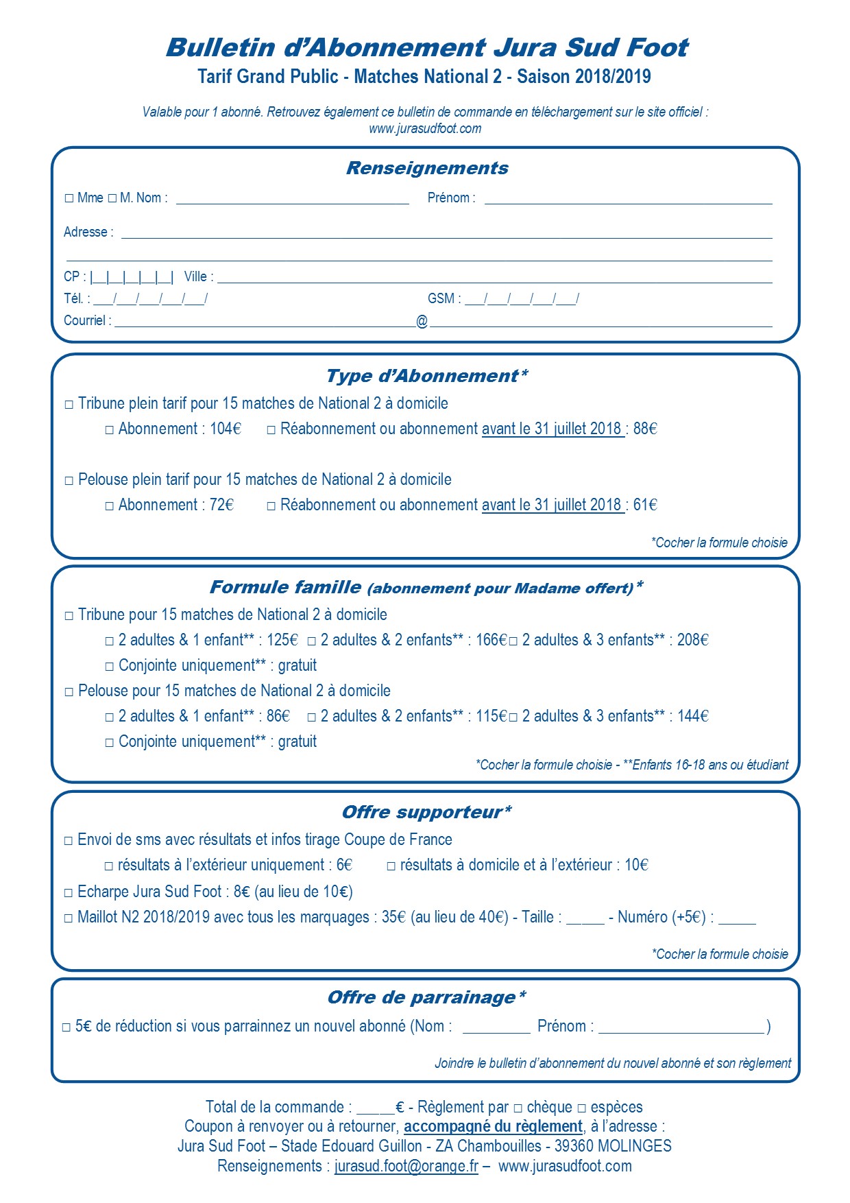 FLYER CAMPAGNE ABONNEMENT 2018 2019 VERSO
